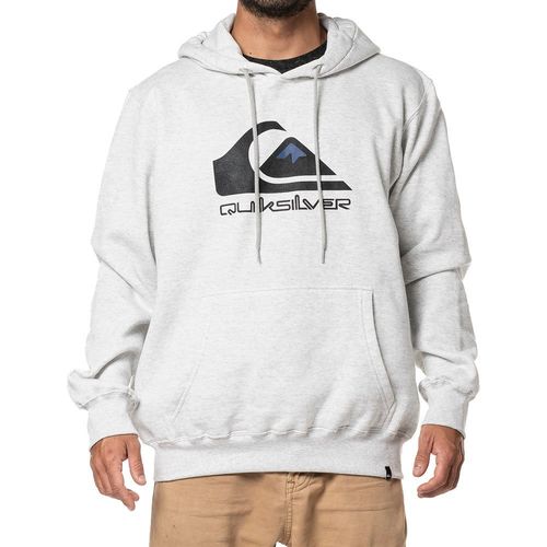 Moletom Quiksilver Fech Full Logo 280G Cinza Claro Mescla