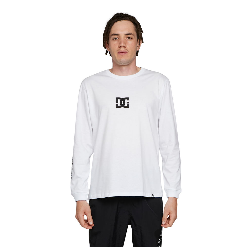 Camiseta DC Shoes M/L Minimal Stripe Branco original com padrão de qualidade DC Shoes Compre online com garantia de troca e devolução.