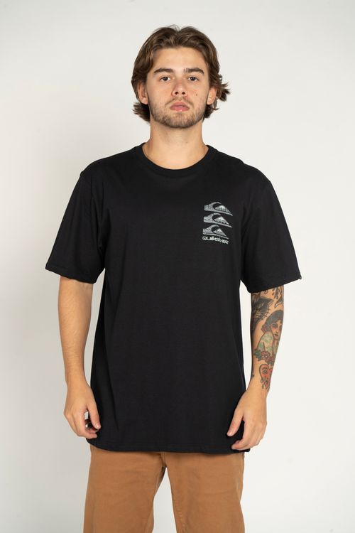 Camiseta Quiksilver M/C Vertical Logos Preto