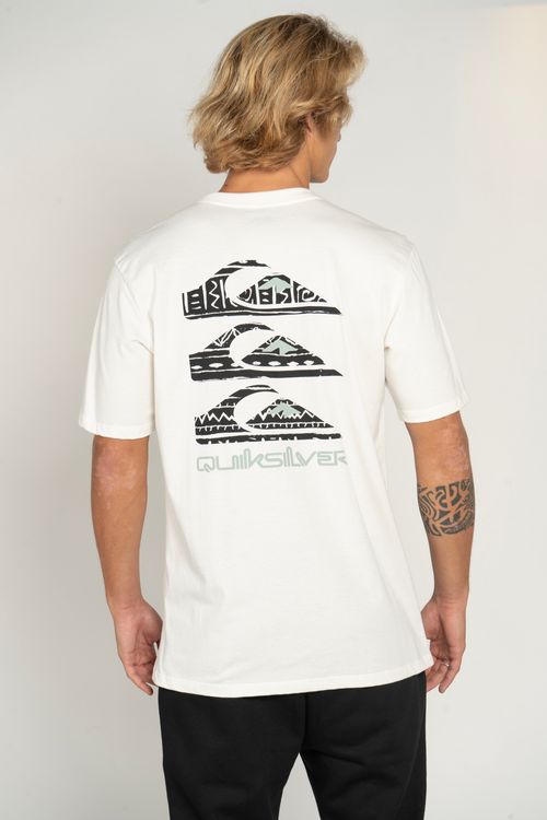 Camiseta Quiksilver M/C Vertical Logos Snow White
