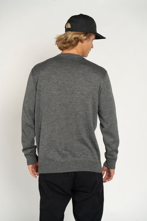 Tricot Quiksilver Emrboidery Cinza Mescla