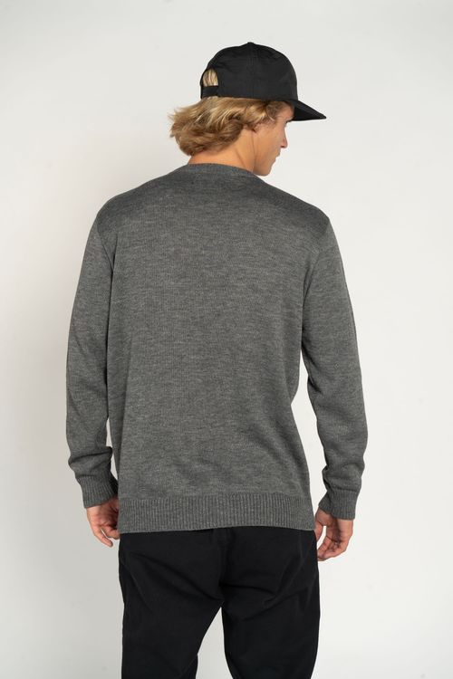 Tricot Quiksilver Emrboidery Cinza Mescla