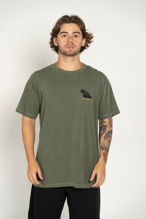 Camiseta Quiksilver M/C Palm Island Verde Escuro