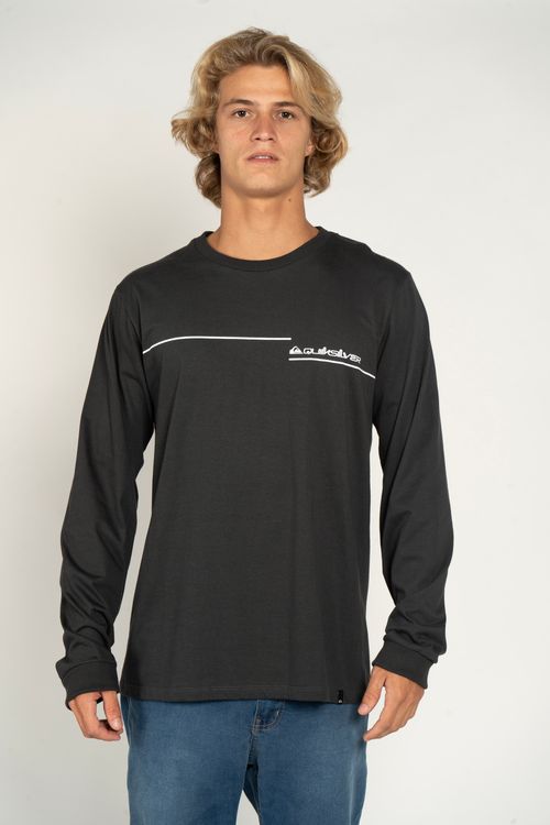 Camiseta Quiksilver M/L New Lines Cinza Escuro