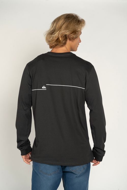 Camiseta Quiksilver M/L New Lines Cinza Escuro