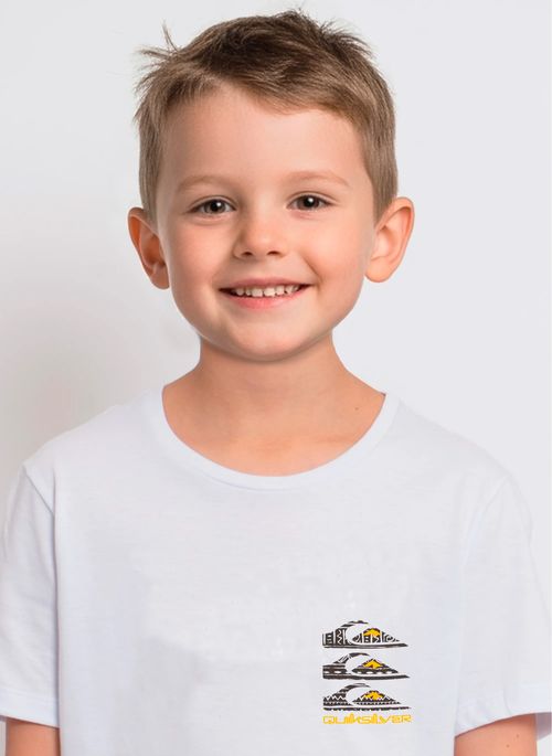 Camiseta Quiksilver M/C Vertical Logos Kd Snow White
