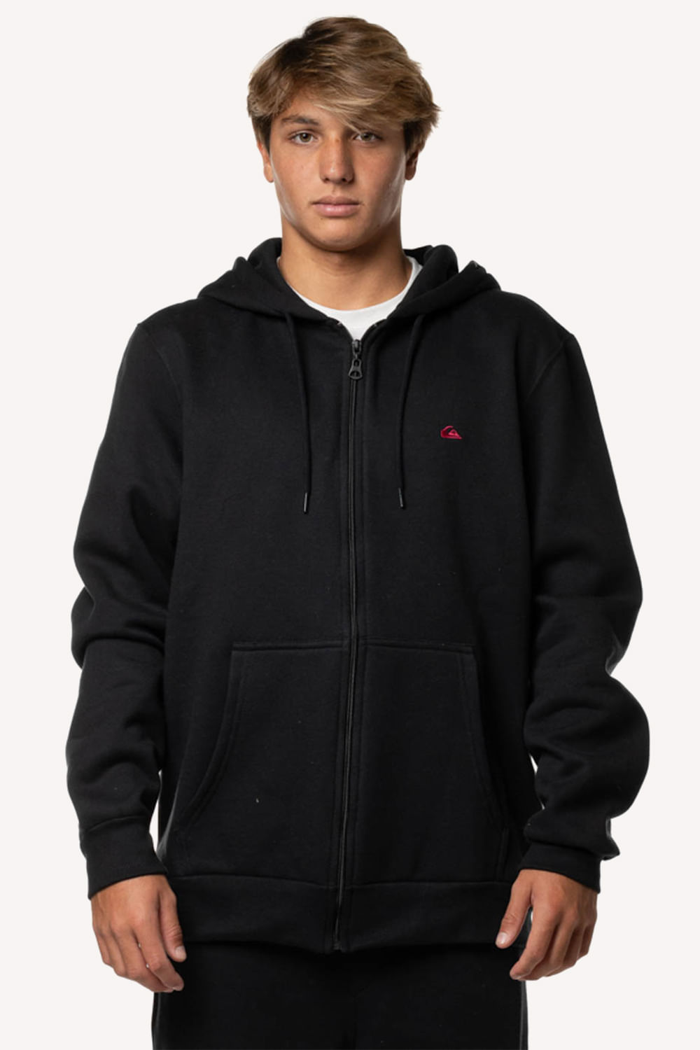 Moletom com Zíper e capuz Quiksilver Preto Aber Embroidery 280G