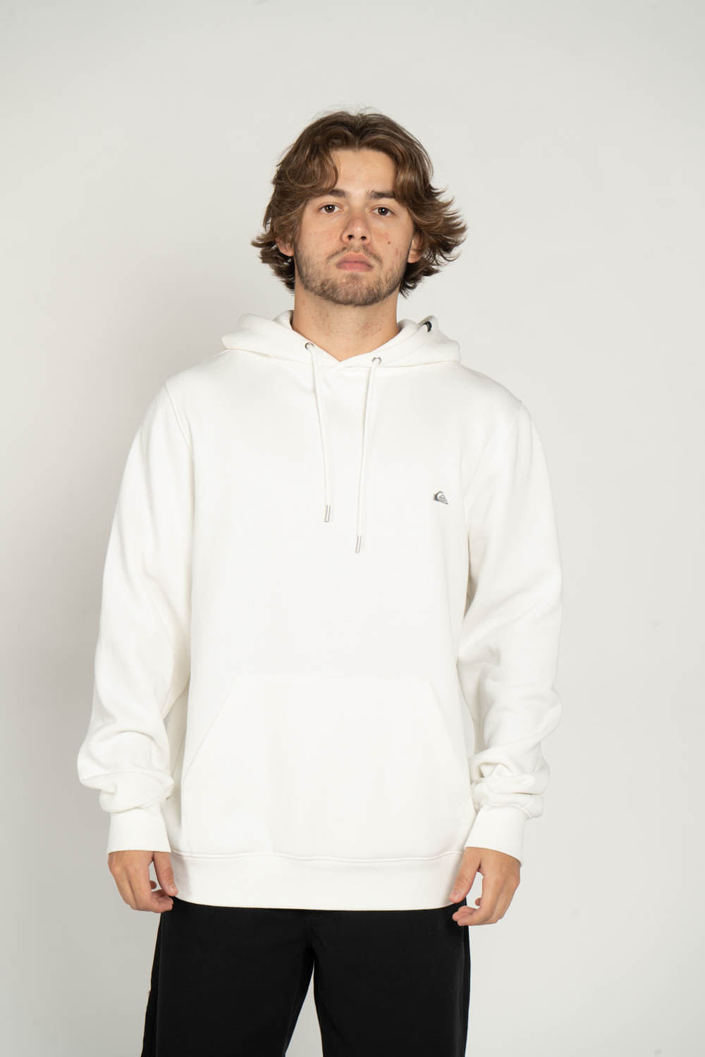 Moletom Canguru, com capuz Quiksilver Branco Fech Embroidery