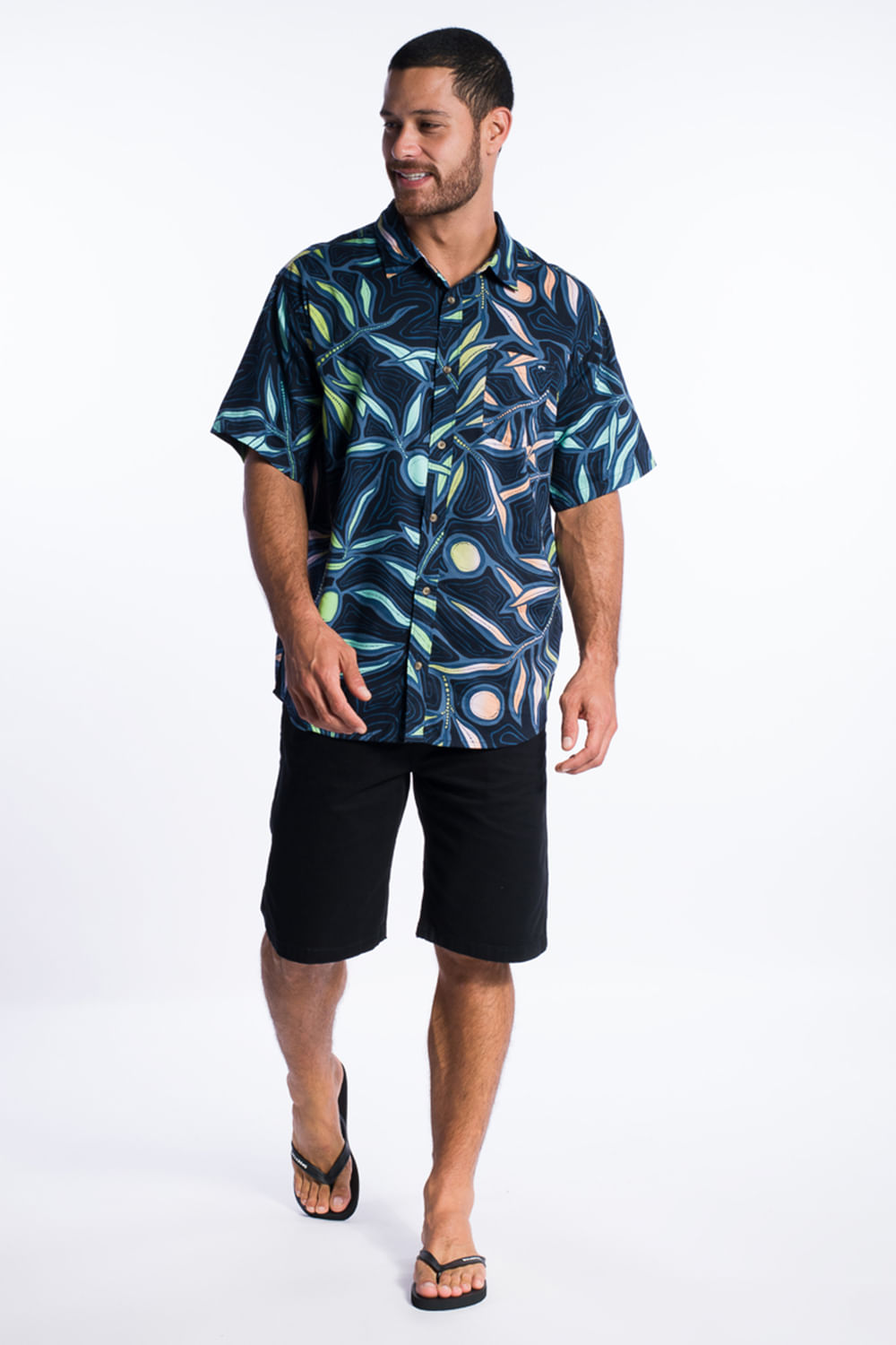 Camisa botão manga curta Billabong Navy M/C Sundays Dark