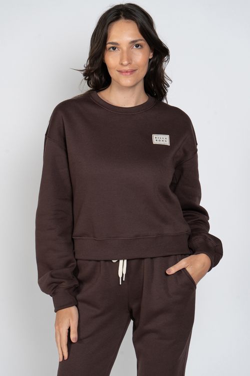 Moletom Billabong Palmin Kendal Etiqueta Marrom Escuro