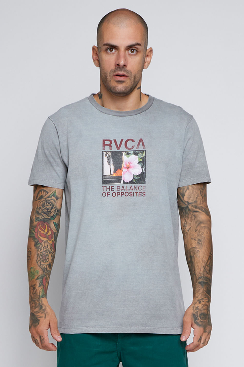 Camiseta Rvca M/C Control Burn Cinza - RVCA Brasil
