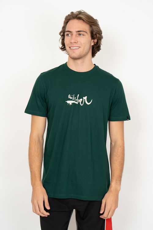 Camiseta Quiksilver M/C Impaired Logo Dna Verde Escuro