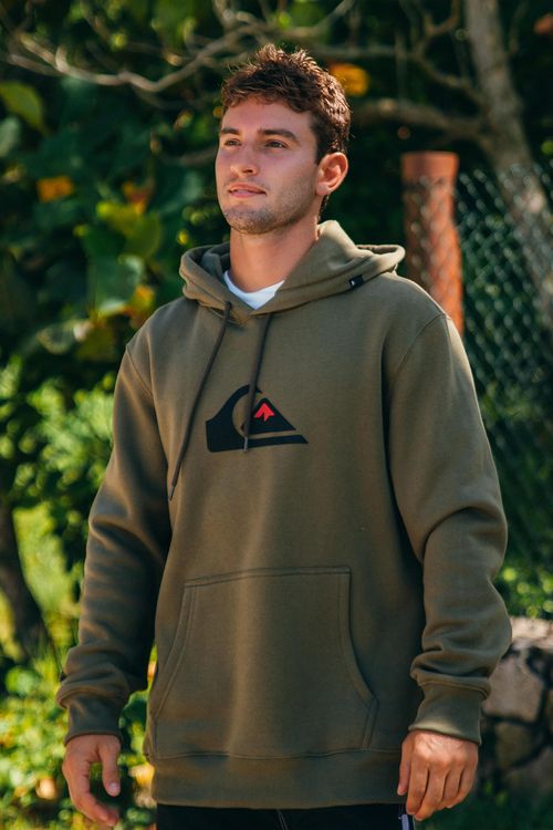 Moletom Quiksilver Fech Comp Logo Verde Escuro