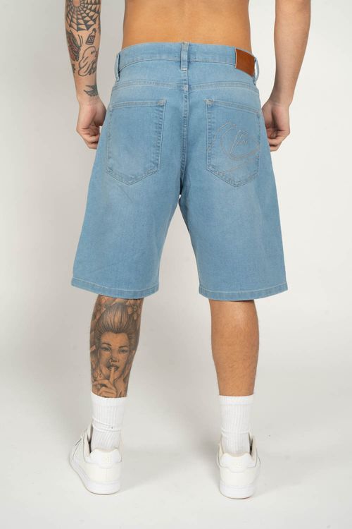 Bermuda Quiksilver Jeans Everyday Delavê Azul Claro