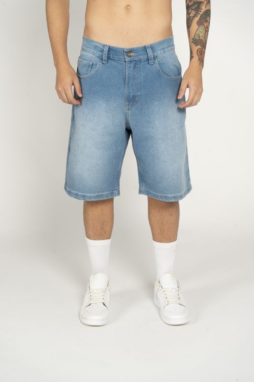 Bermuda Quiksilver Jeans Everyday Delavê Azul Claro