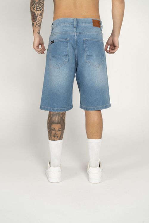 Bermuda Quiksilver Jeans Everyday Delavê Azul Claro