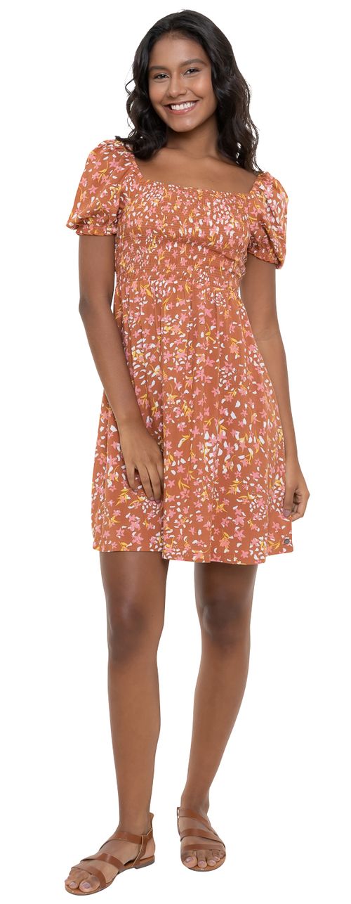 Vestido Roxy Hello Petal Mini Baked Clay Dancing Days