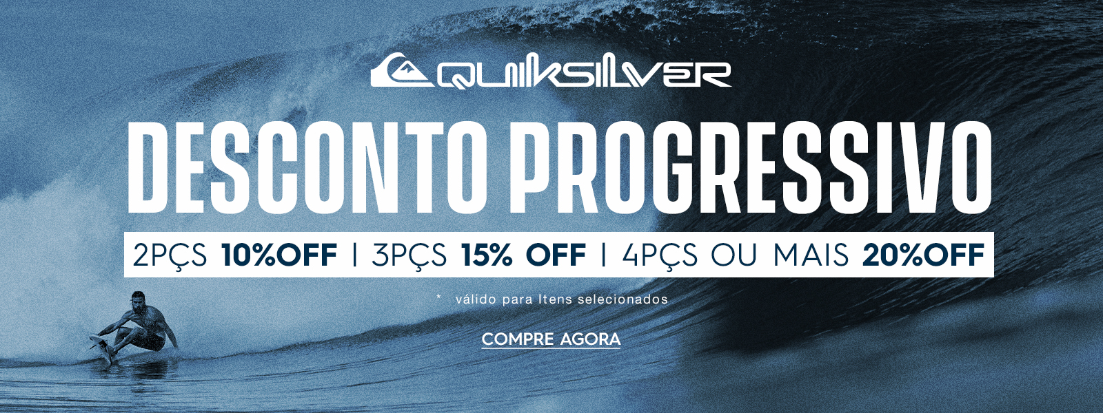 Desconto progressivo Quiksilver: mais estilo, mais você.